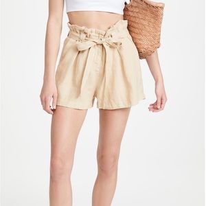 L’Agence Hillary Paperbag Shorts in Sand. Size 23.